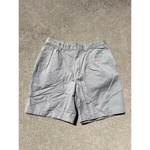 Vtg Lands' End Pleated Shorts Men 34 Gray Cotton Chino 9" 90s Preppy Dad Core